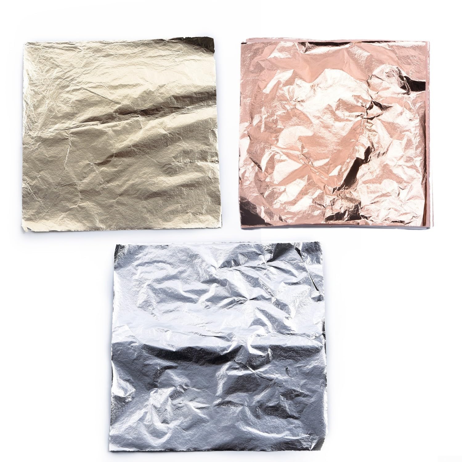 Suministros de decoración de bricolaje, 100 hojas de papel de aluminio dorado brillante, plata, cobre (cobre)