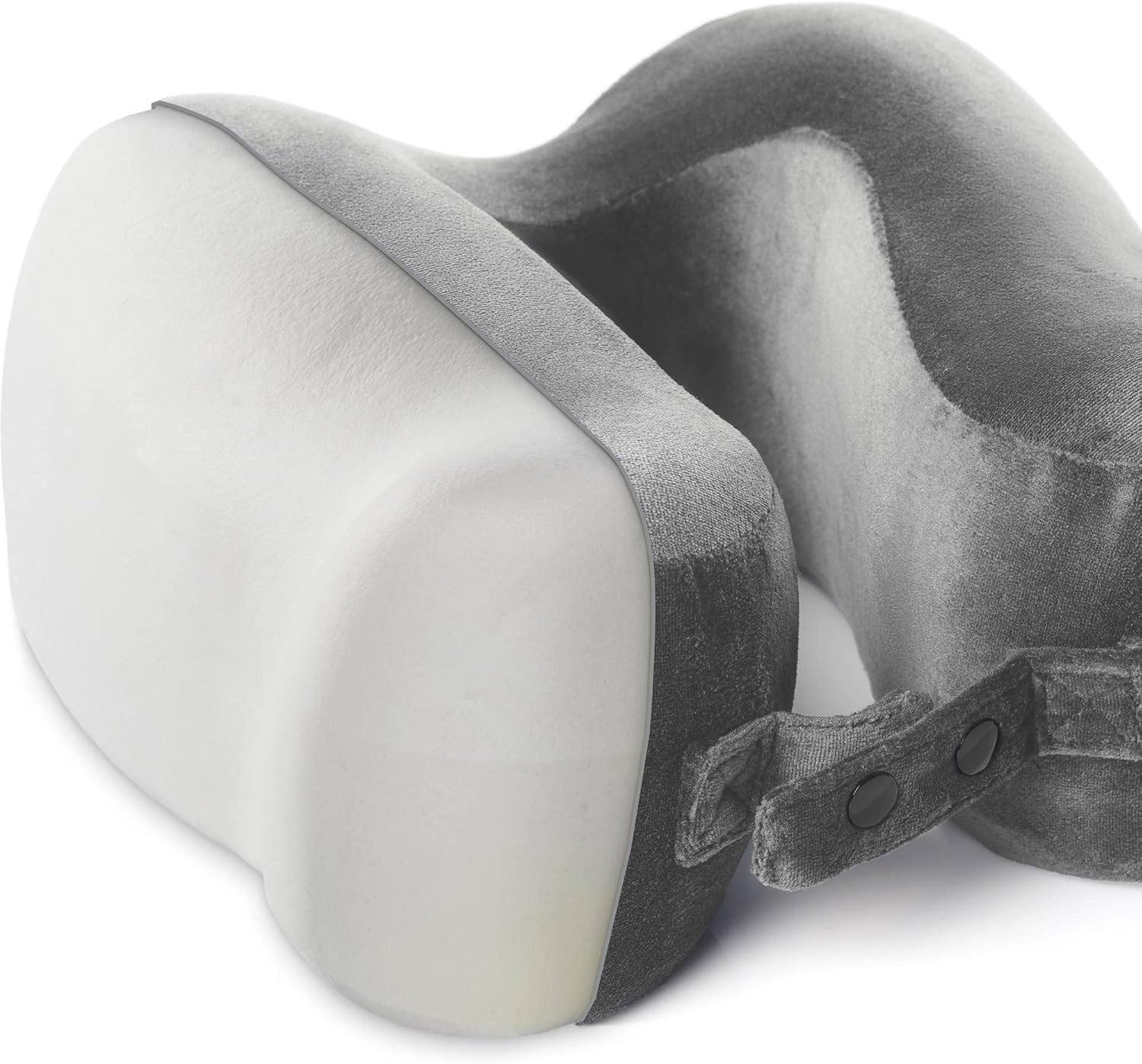 Lewis N. Clark Contoured Memory Foam Hexform Travel Cervical Neck Pillow for Shoulder & Neck Pain, Airplane, Camping, Kids & Adults, Standard, Gray (Pack of 2)