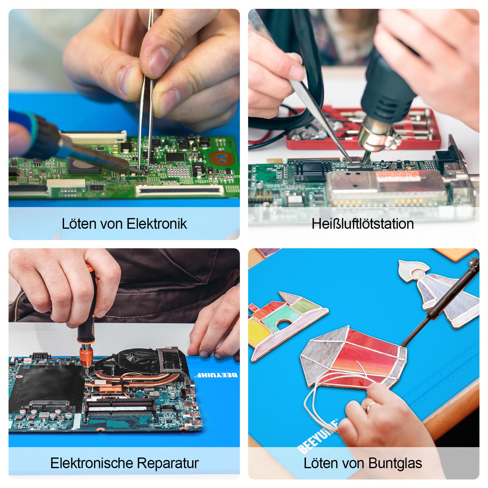500℃ Reparatur- und Lötmatte Silikon, 4.5mm Ultradicke Silikon Arbeitsmatte, Soldering Mat Antistatisch für Lötpistolen, Heißpistolen - Elektronikreparaturen - Silikon-Lötmatte (50x35cm)
