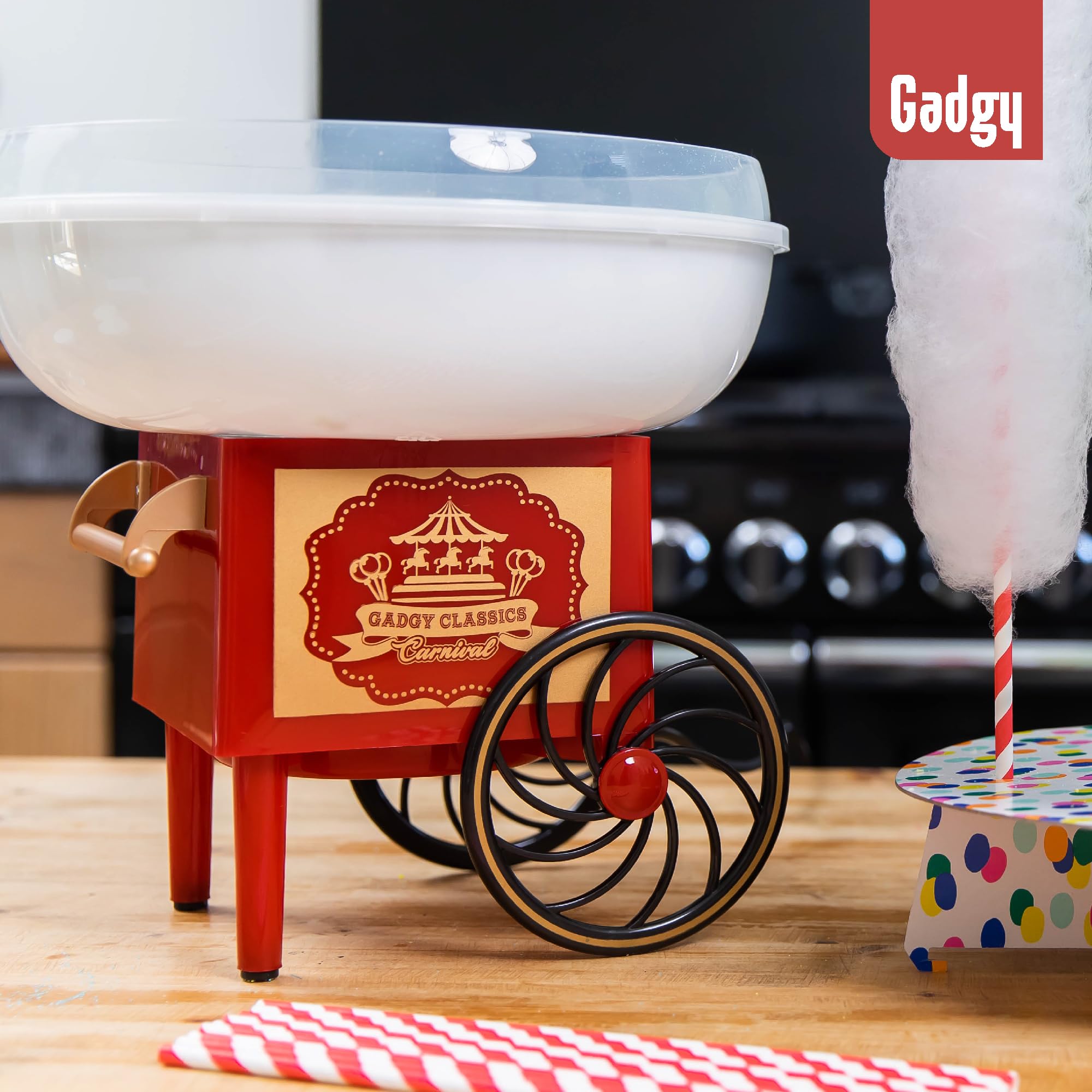 Gadgy Machine à Barbe à Papa - Machine à Barbe à Papa Rétro - Machine à Barbe à Papa Maison pour Fêtes d'Anniversaire – S’Utilise avec du Sucre ou des Bonbons