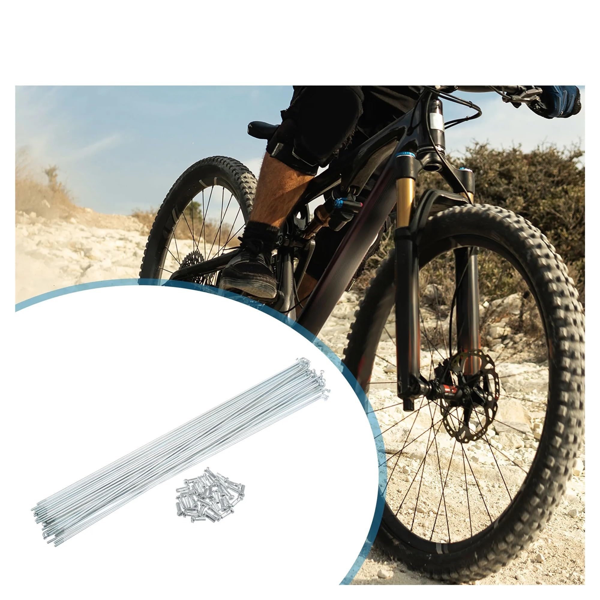 36 radios galvanizados para bicicleta de 14G J Bend de 300 mm y 305 mm con pezones