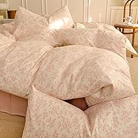 Vista 169 de 3 piezas de juego de funda de edredón tamaño individual XL, funda de edredón blanca con estampado floral azul, ropa de cama coquette de algodón