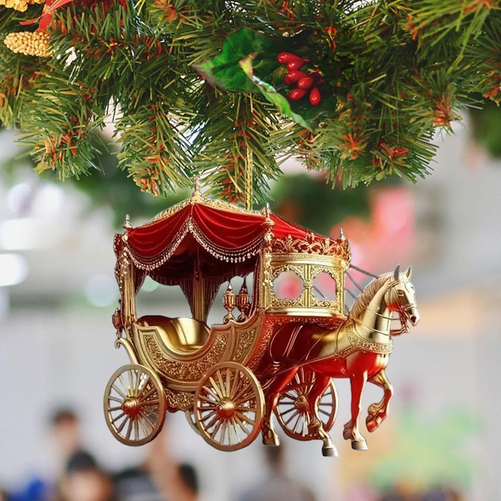 Amazon | 馬車クリスマス吊り下げオーナメント、クリスマスツリー