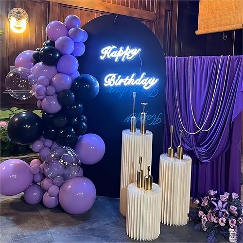 Miniatura 5 de Kit de arco de guirnalda de globos morados de 110 unidades, 18, 12, 10, 5 pulgadas, diferentes tamaños, globos de látex morados para fiesta, boda,