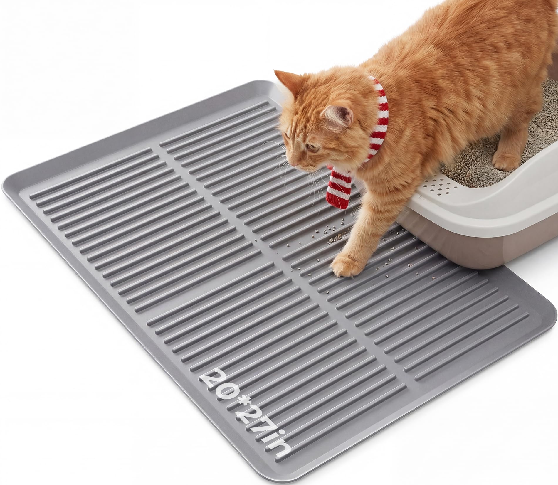 Ycozy Alfombra Gatos Arenero de Silicona, 68x50cm, Alfombrilla Arenero Gato de Goma, Tapete de Silicona de Grado Alimenticio, Impermeable, Fácil de Lavar, Base Antideslizante