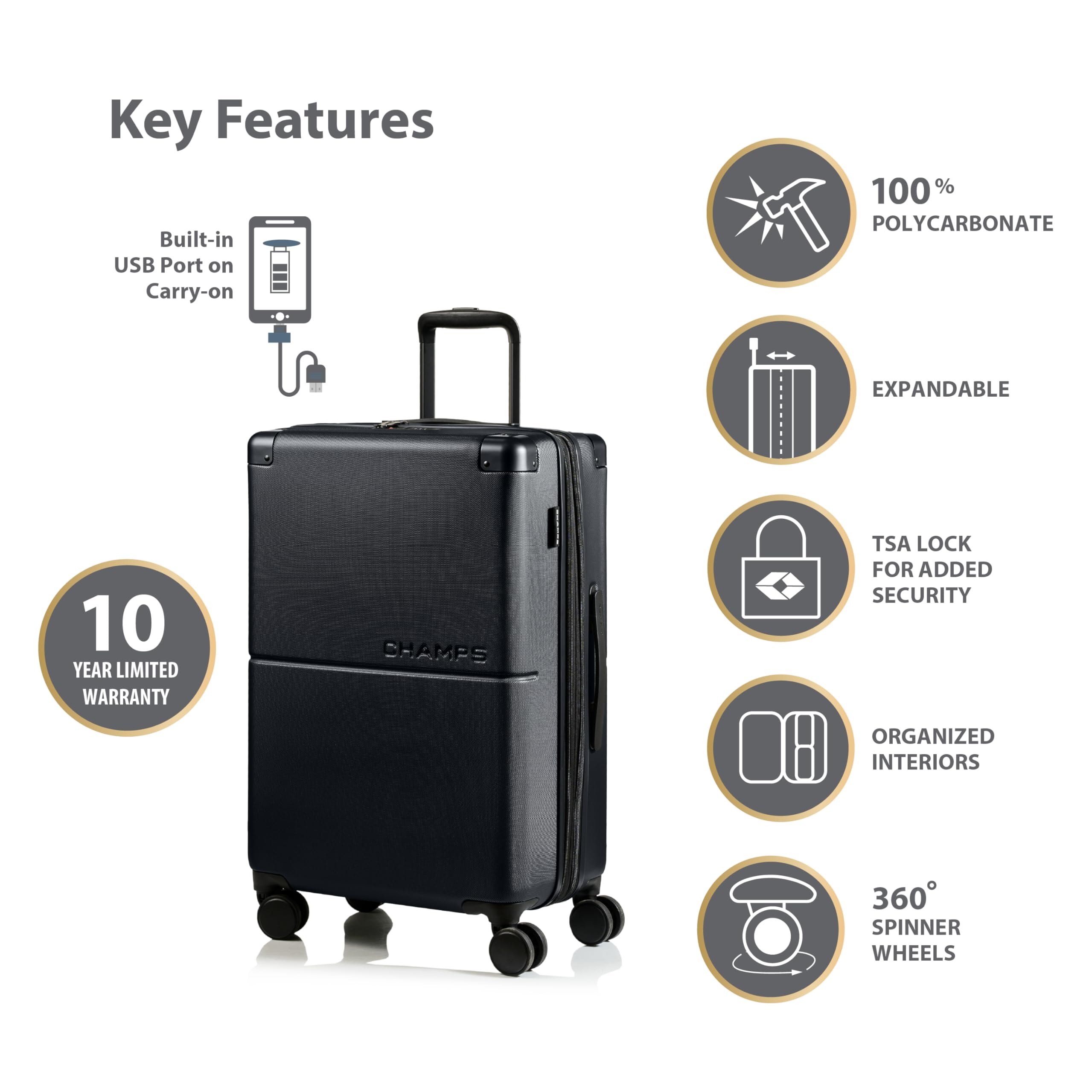 Champs Check-in, Black, Large