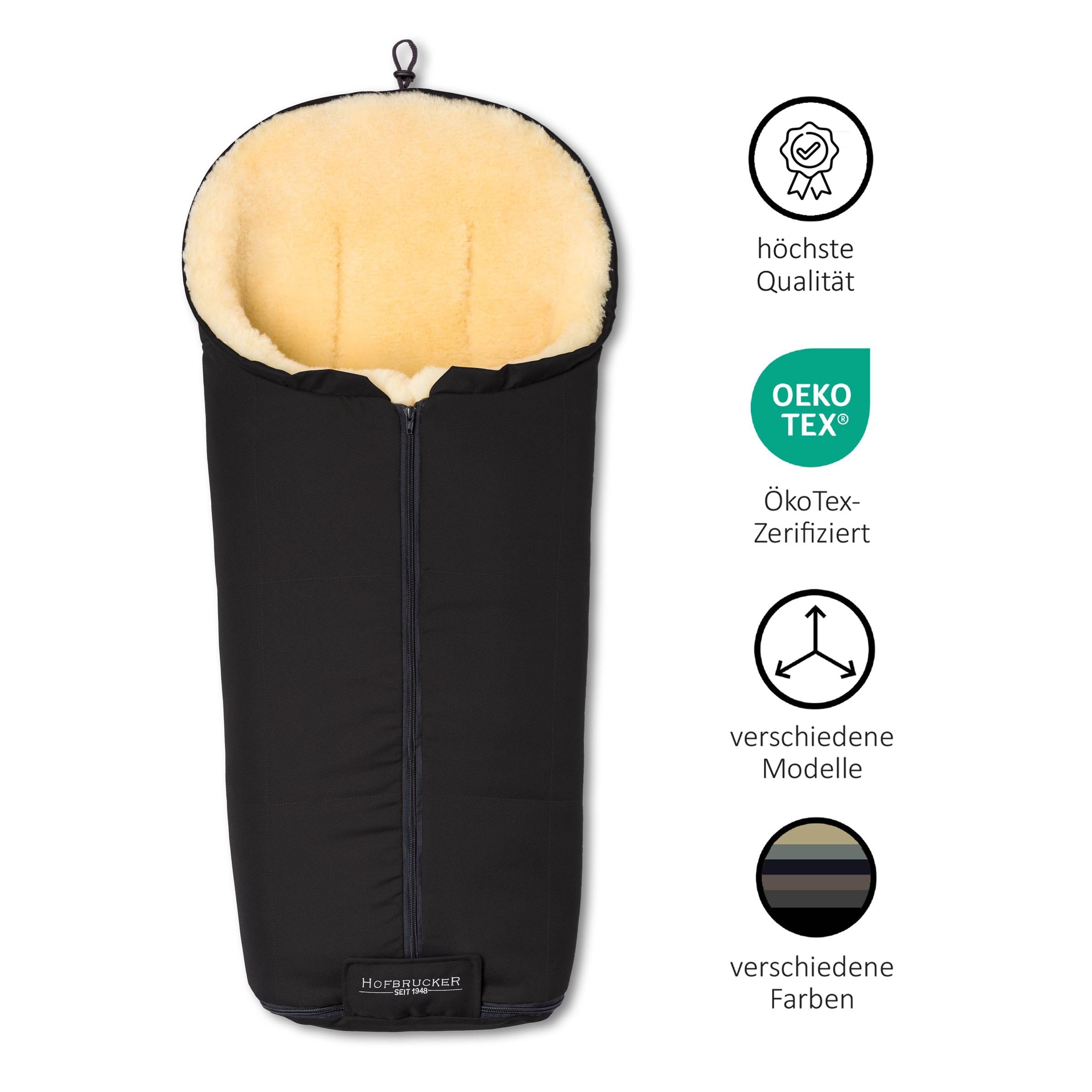 Hofbrucker Lammfell-Fußsack Iglu Kinderwagen, Buggy/Winterfußsack atmungsaktiv/Warmer Fußsack wind- & wasserabweisend