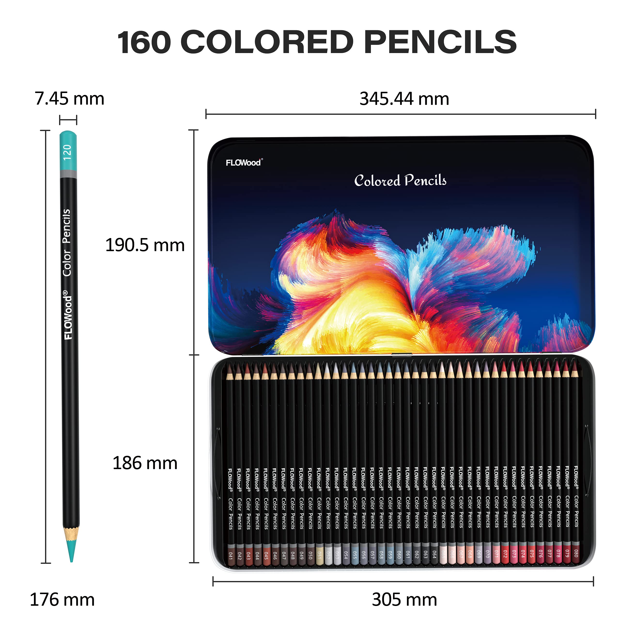 Amazon | FLOWood プロフェッショナルアート色鉛筆 160 完璧なボックス