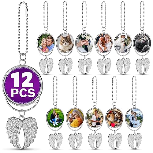 Kit de fabricación de llaveros a granel para sublimación, 12 piezas de llavero de ala de automóvil, dijes de alas de ángel, llaveros de sublimación,