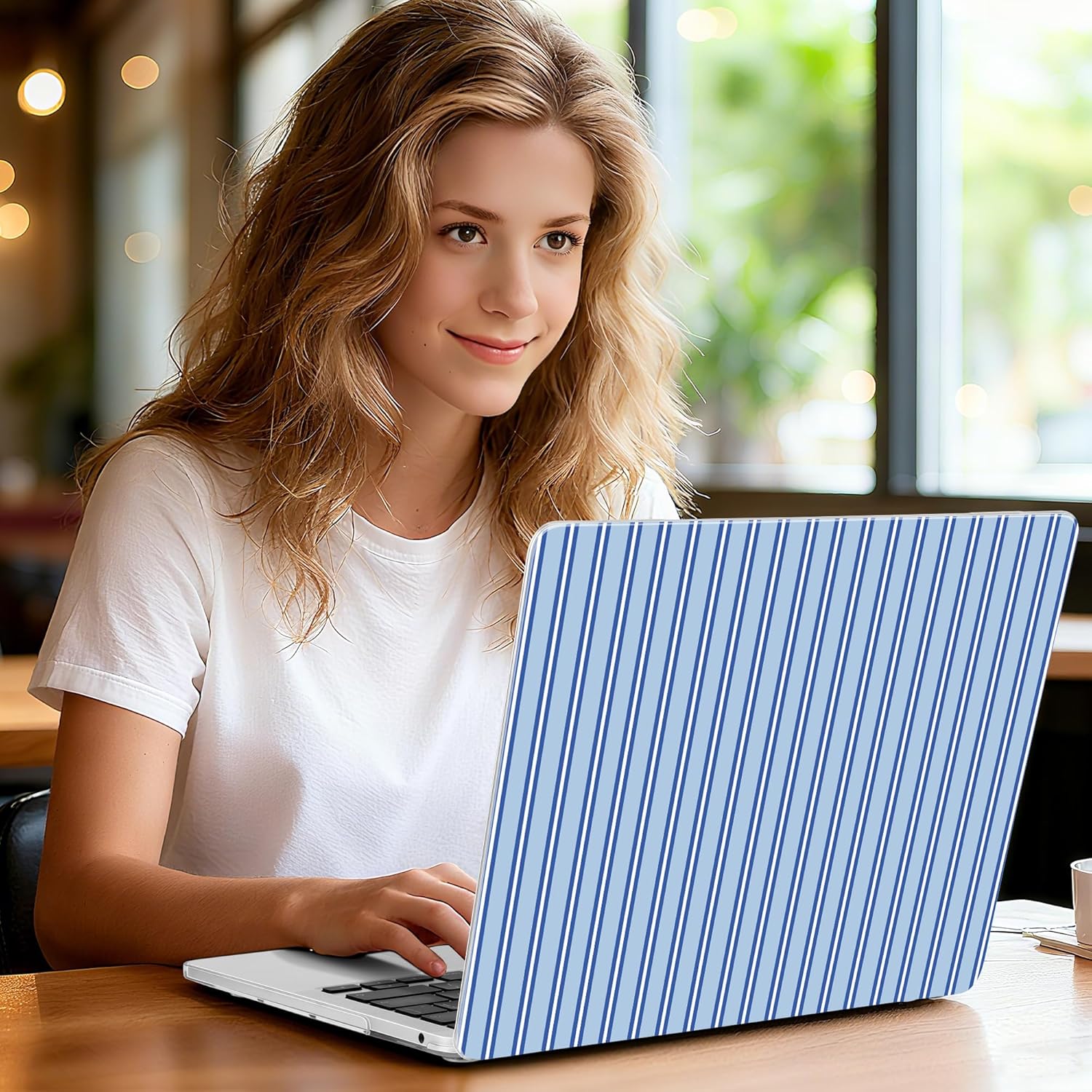 Case for MacBook Pro 13 inch M2 M1 2025-2022 2020 A2338 A2289 A2251, Plastic Hard Shell Laptop Case with Keyboard Cover, Trackpad Protector, 2 OTG Adapters, Blue Stripes