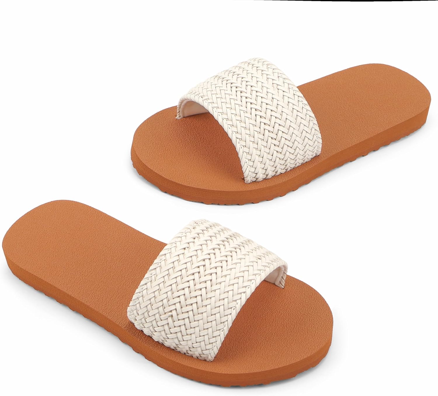 INMINPIN Girl's Braided Sandals Summer Comfortable Cushion Mat Beach Pool Slides Non-slip Dressy Flat Sandals Indoor Outdoor