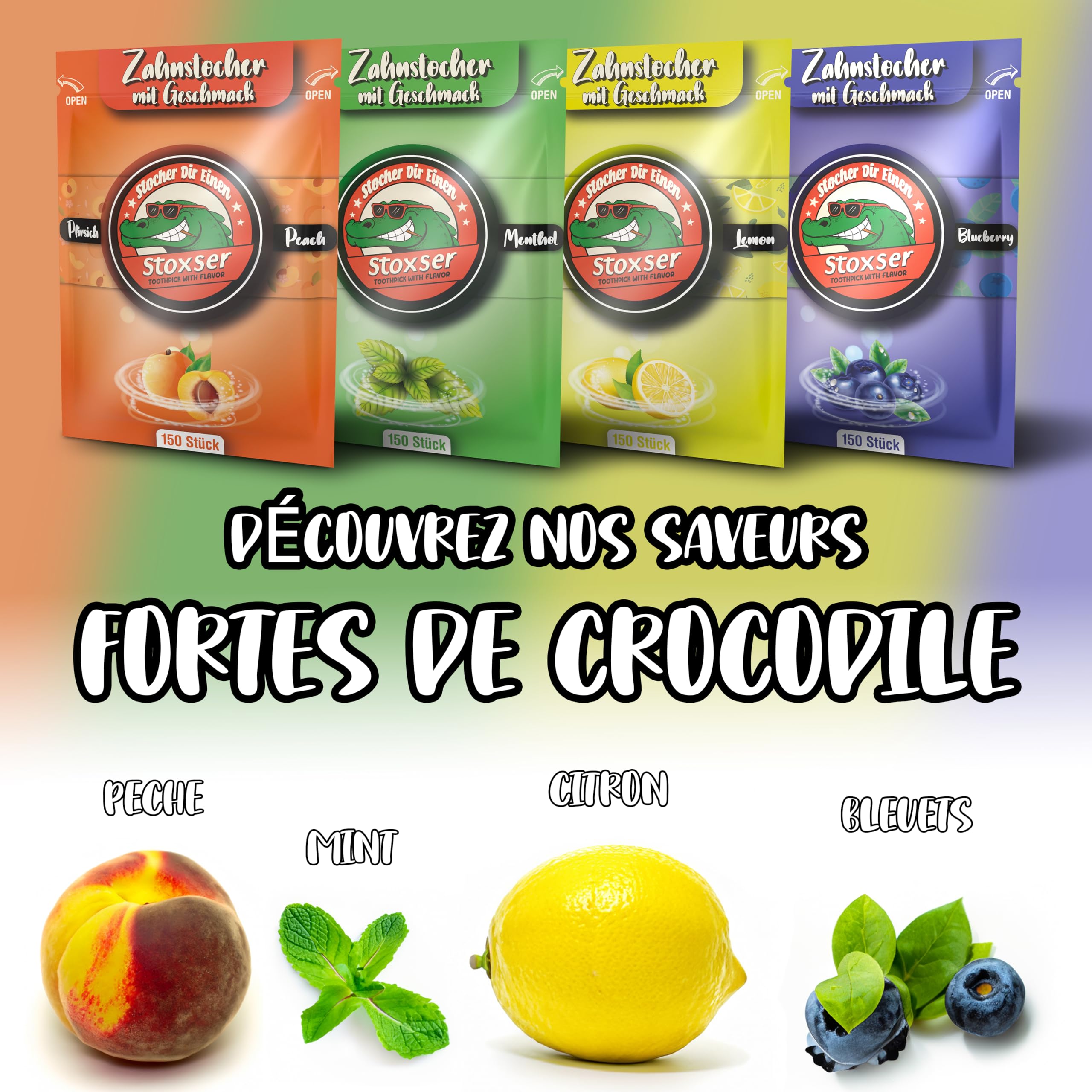 Lot de 150 cure-dents menthe menthol - Cure-dents sans sucre - Fil dentaire