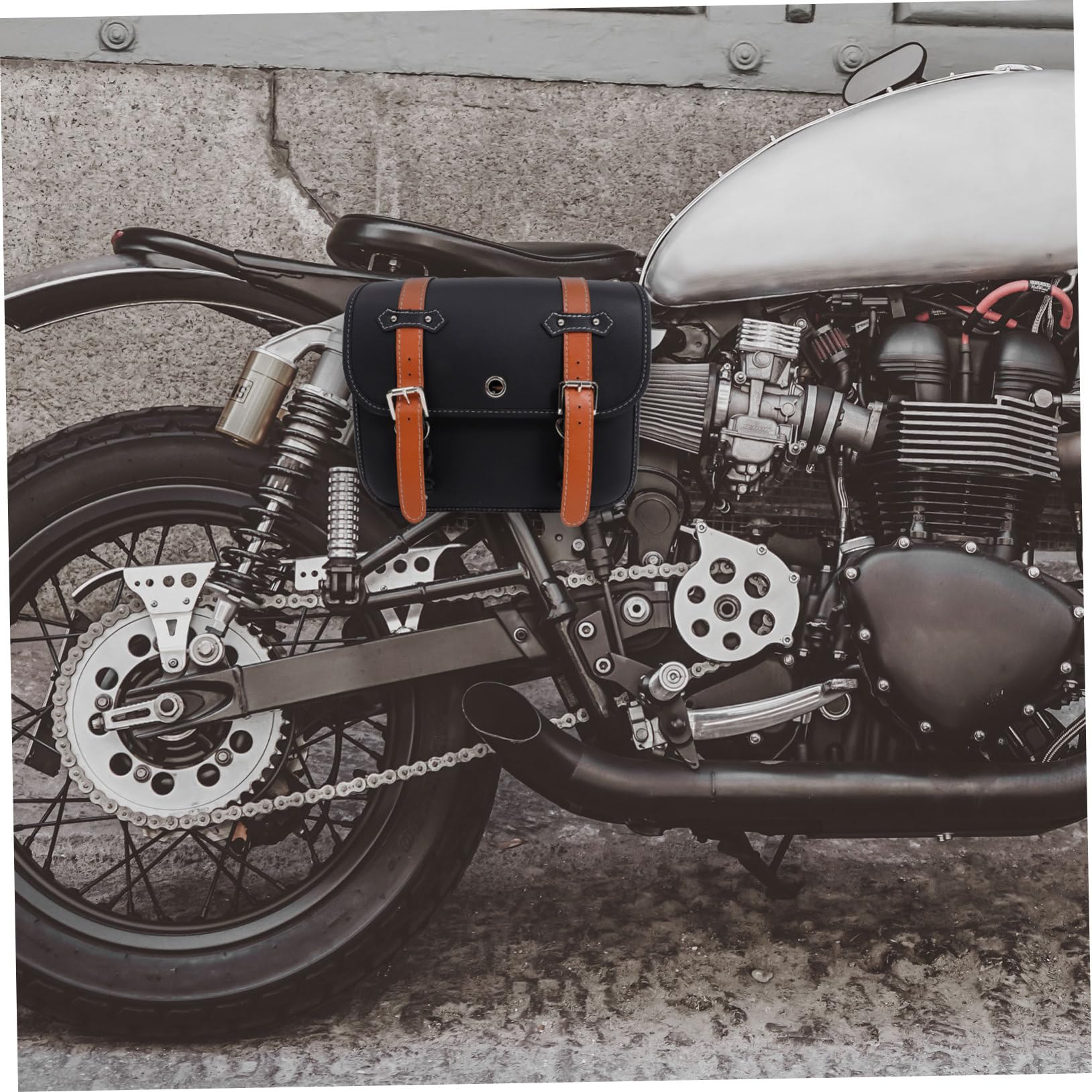 Ciieeo Sacoche de Moto Vintage en Cuir Noir Sacoches Latérales Étanches 2 Pièces Facile à Installer et Retirer pour Rangement Outils Moto