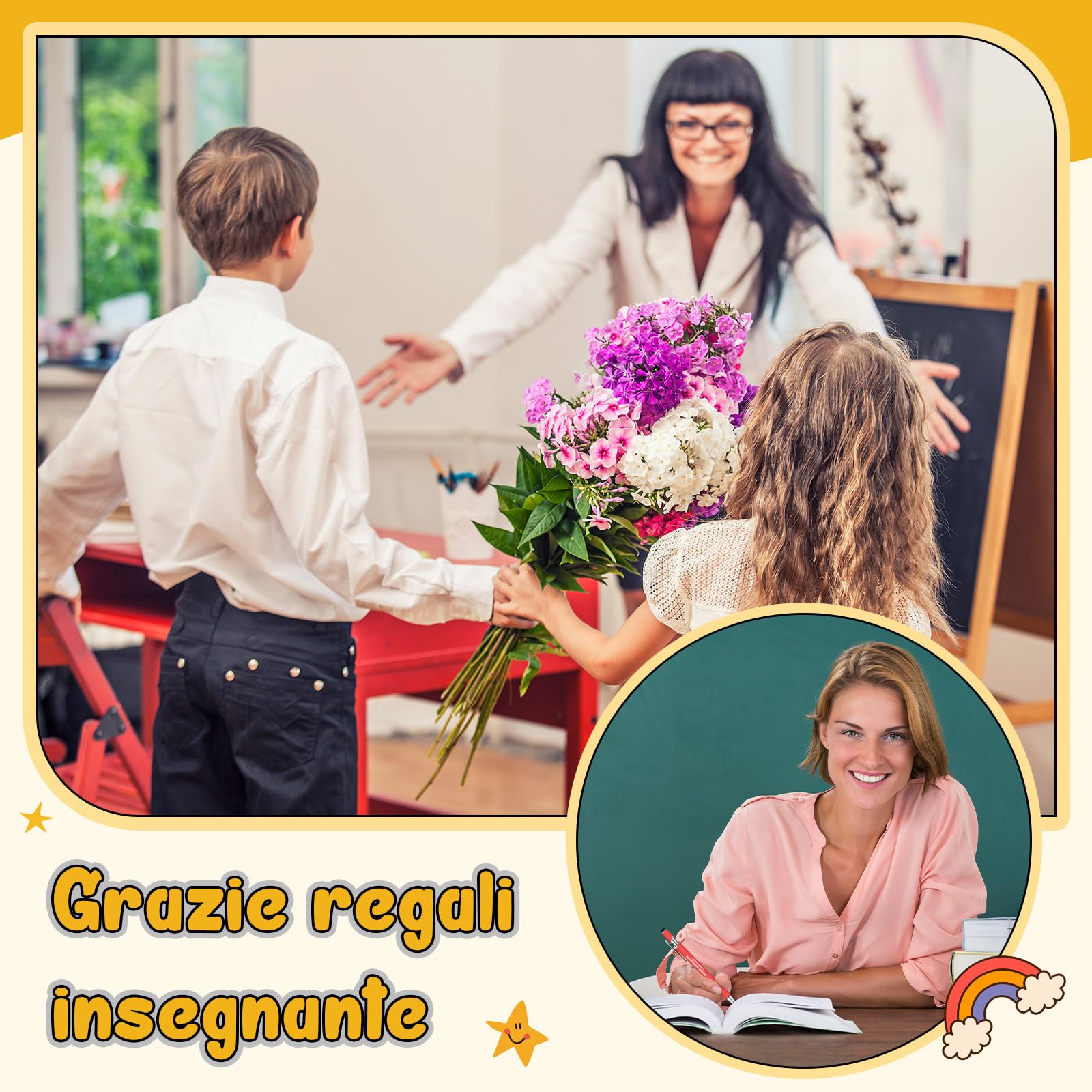 Sinmoe 3 Sets Regalo Maestre Grazie Maestra Regali di Ringraziamento Insegnante 3 Taccuini Tascabili 3 Penne 3 Portachiavi in Metallo Quaderni Appunti per Insegnante Compleanno Laurea Fine Anno