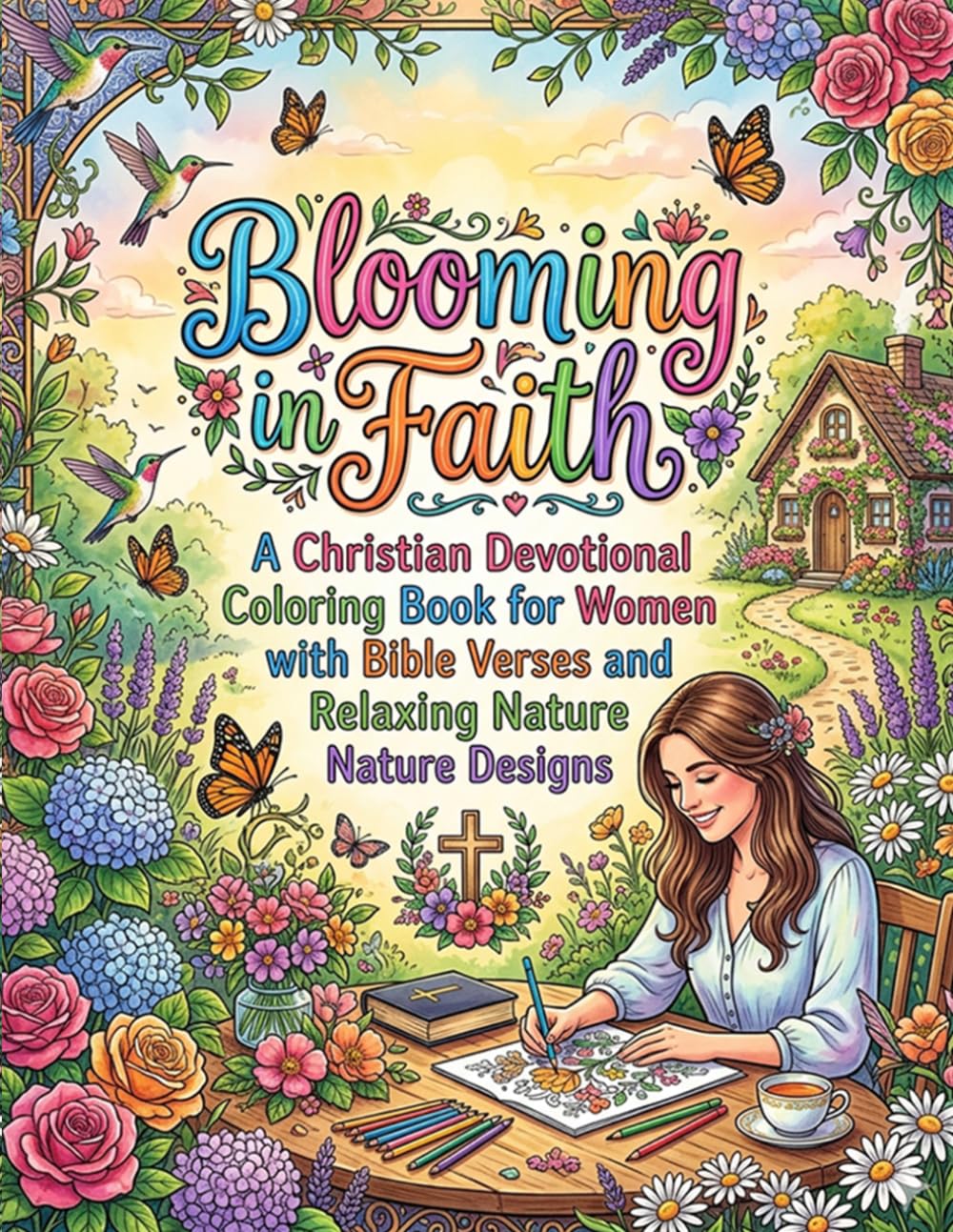 Blooming in Faith: A Christian Devotional Coloring Book for Women with Bible Verses and Relaxing Nature Designs: A Peaceful Journey of Faith ... Through Scripture Flowers and Nature Scenes