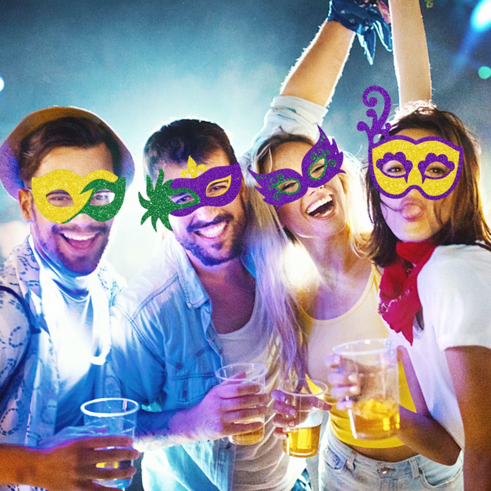 6pcs Mardi Gras Paper Eye Masks, Carnival Party Costume Accessories - Image 4