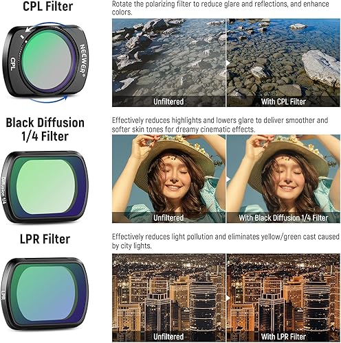 Miniatura 5 de NEEWER Juego de filtros magnéticos ND y CPL y efectos compatibles con DJI OSMO Pocket 3, paquete de 14 CPL ND81632641282561000 ND8PL ND16PL ND32PL