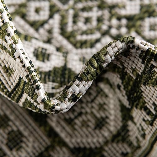 Miniatura 60 de Rugs.com Outdoor Aztec Collection Alfombra – 4 x 6 pies alfombra de tejido plano gris carbón perfecta para salas de estar, grandes comedores, planos