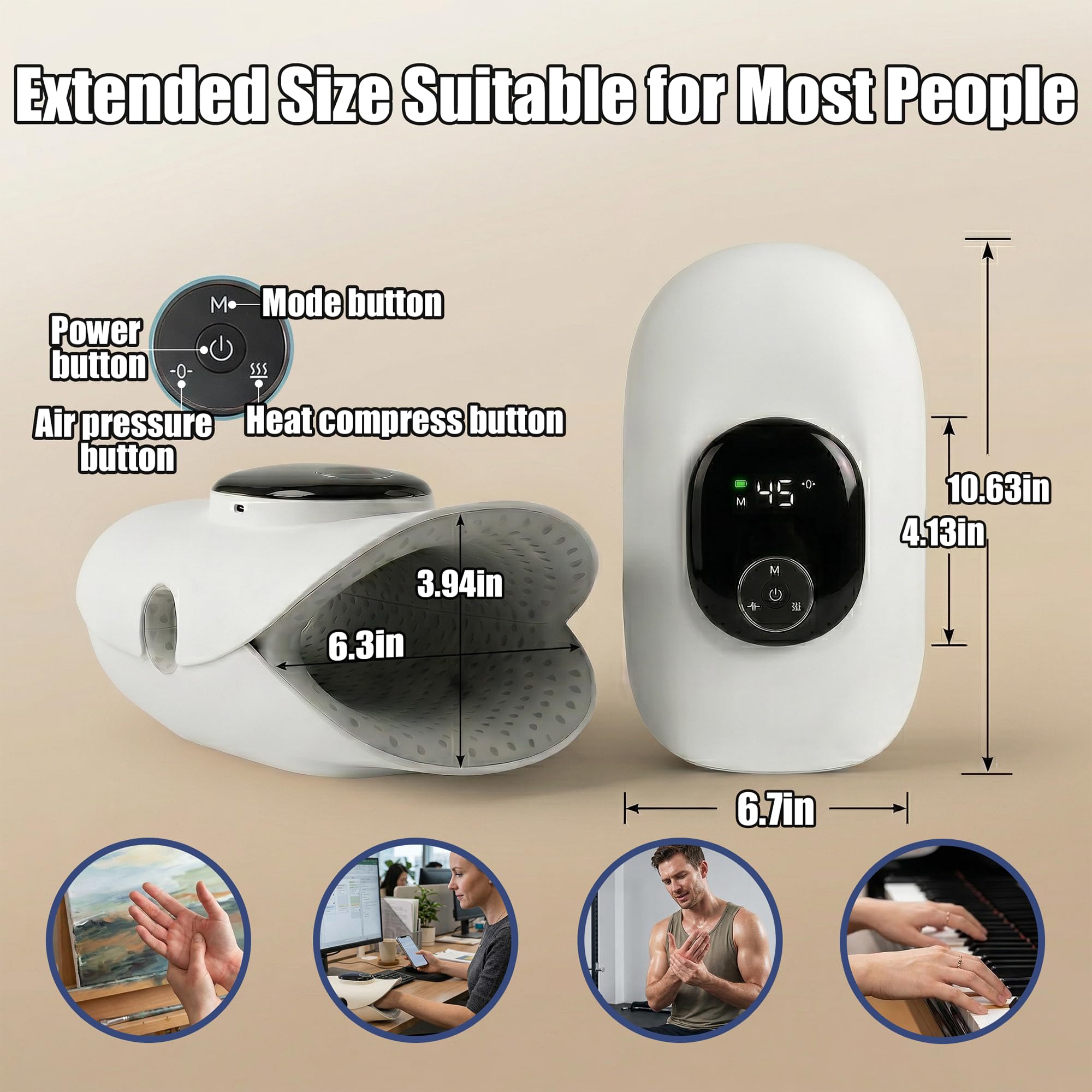 Masajeador de manos para artritis y túnel carpiano, masajeador de mano con 5 compresiones de aire y amasamiento, estiramiento de dedos integrado para relajar los dedos, regalo ideal para el día de la