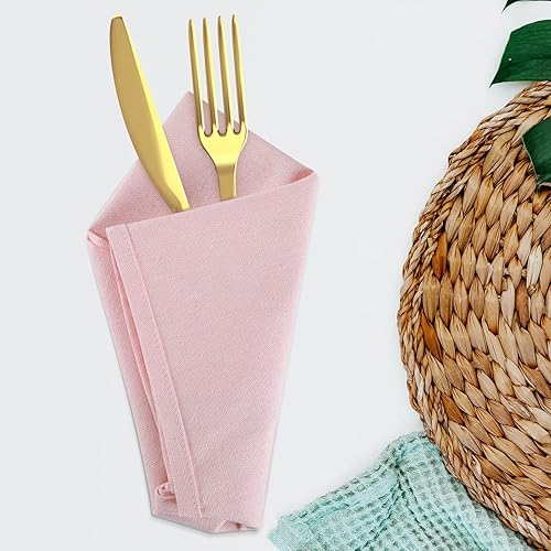 Miniatura 4 de Mixweer Juego de 40 servilletas de cena de lino y algodón a granel de 16 x 16 pulgadas, reutilizables, lavables, suaves en colores pastel,