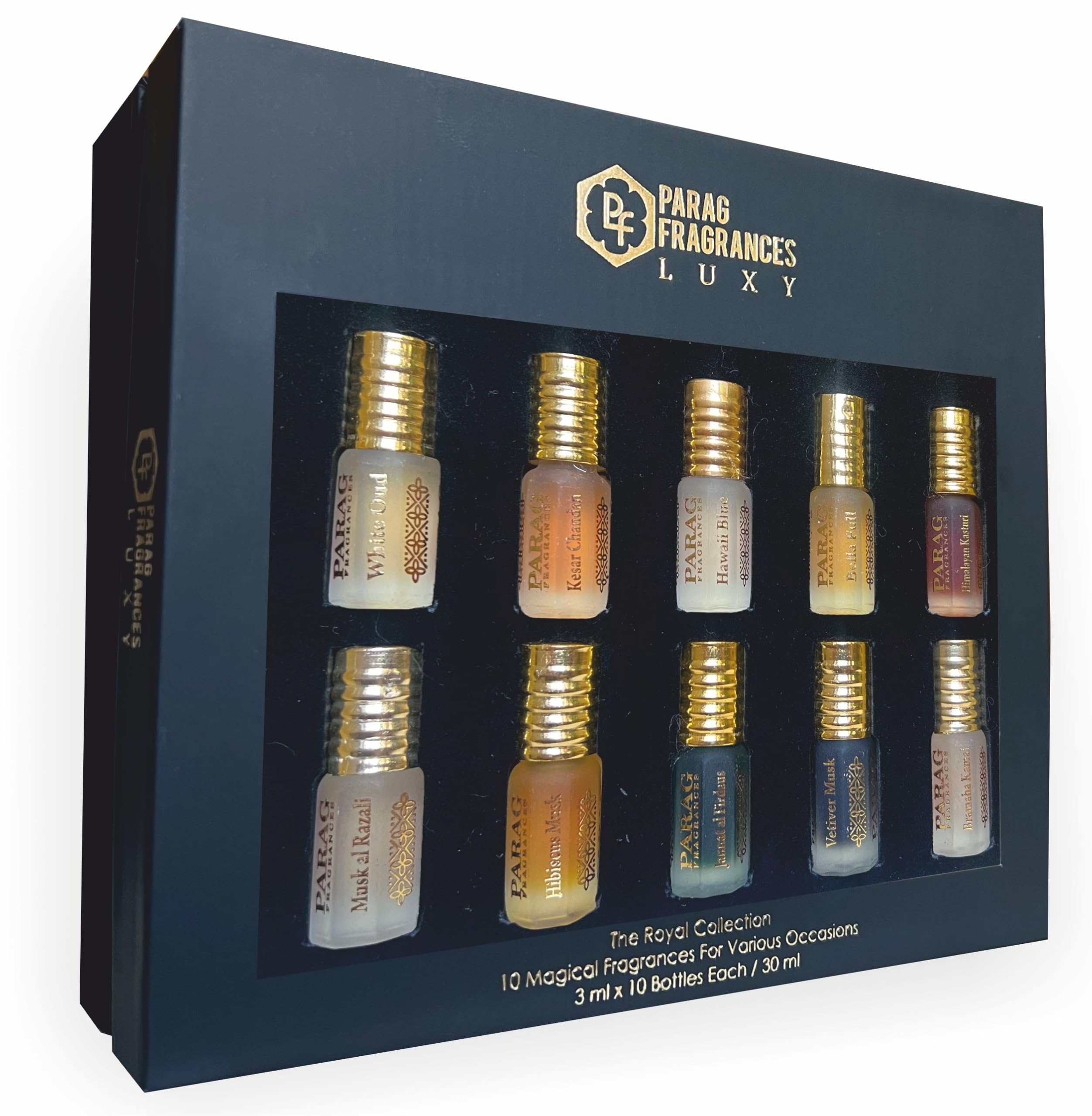 Parag Fragrances 10 In 1 Attars Pack/Best Unisex Adult, Liquid Attars Collection For Worship And Personal Use/Long Lasting Attar (Royal Collection)