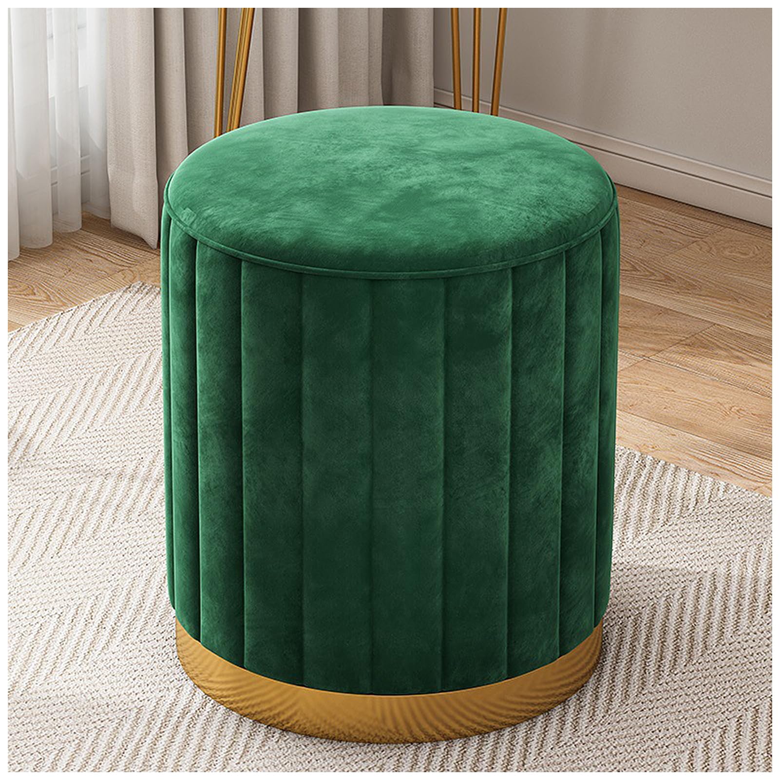 Repose-pieds ottoman en velours soulager jambes lourdes salon pouf rond rembourré