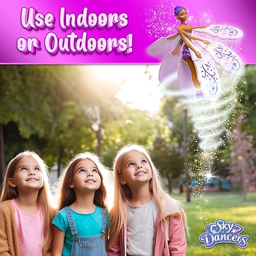 Miniatura 4 de Sky Dancers Purple Licious, el juguete original de muñeca voladora, funciona con cuerda, uso en interiores o exteriores, no requiere pilas, regalo