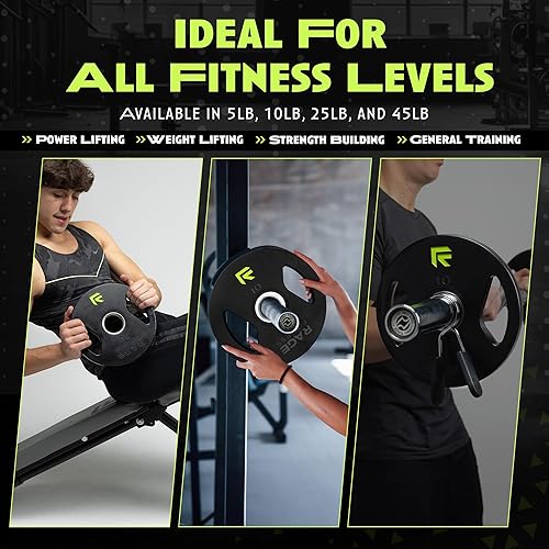 Miniatura 3 de Rage Fitness Cast Iron Weight Plates, Rubber Coated, 2" Steel Insert (5lb, 10lb, 25lb, 45lb - SOLD INDIVIDUALLY), Rubber Weight Plates for Strength
