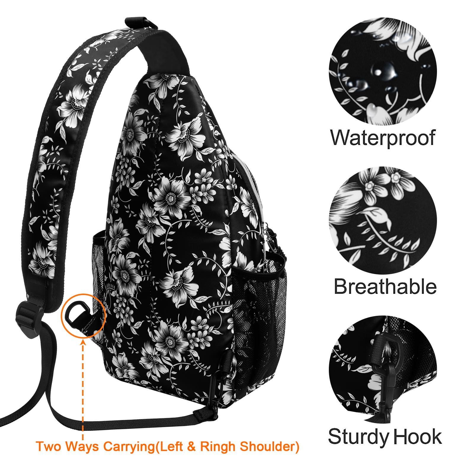 Vintage Floral Sling Bag – Adjustable Crossbody with Wide Strap for All-Day Comfort