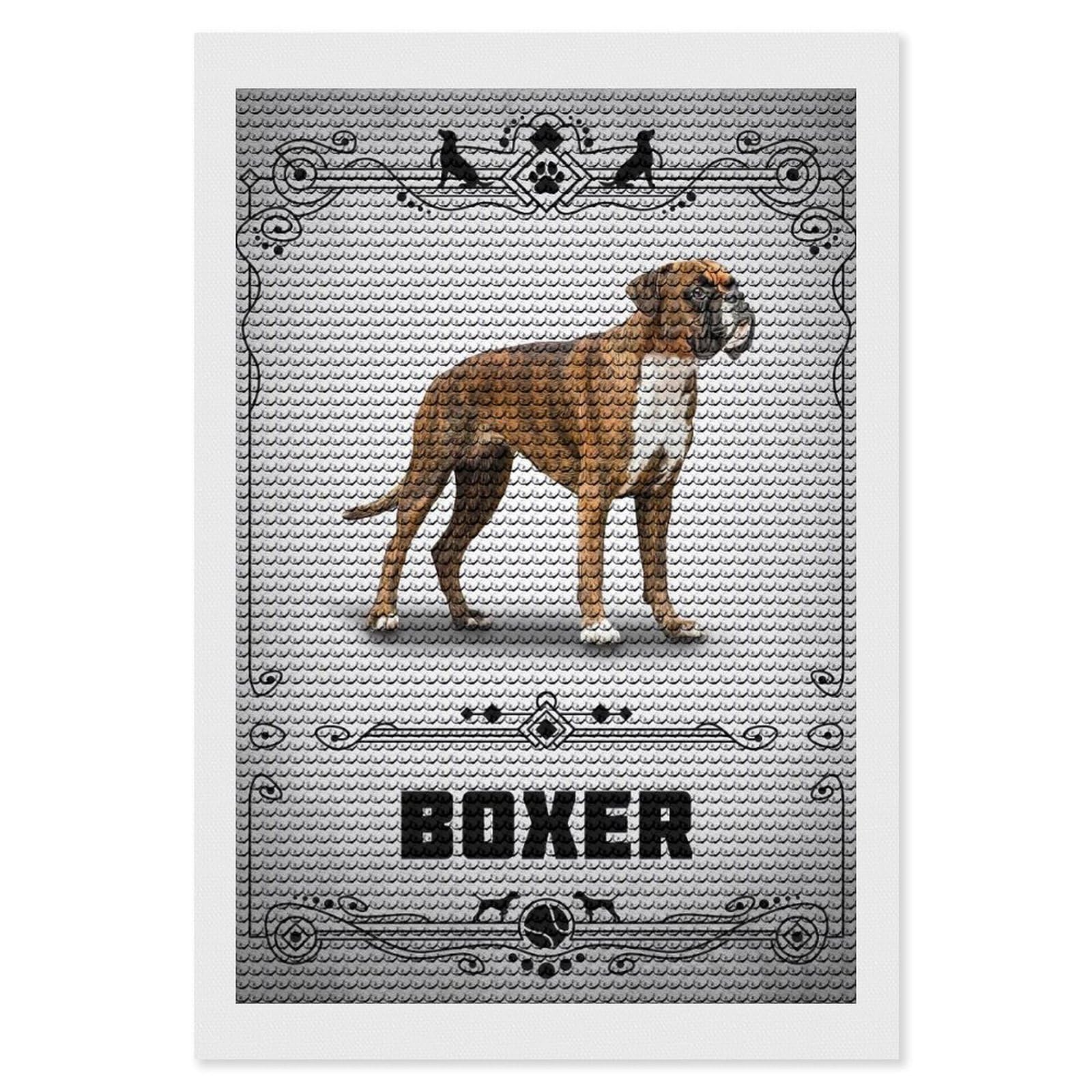 Junmoney Boxer Round Drill Diamond Painting 8"x12", for Women, Relaxing DIY Hobby, Bedroom Decor, Christmas Gift, Adhesive Canvas