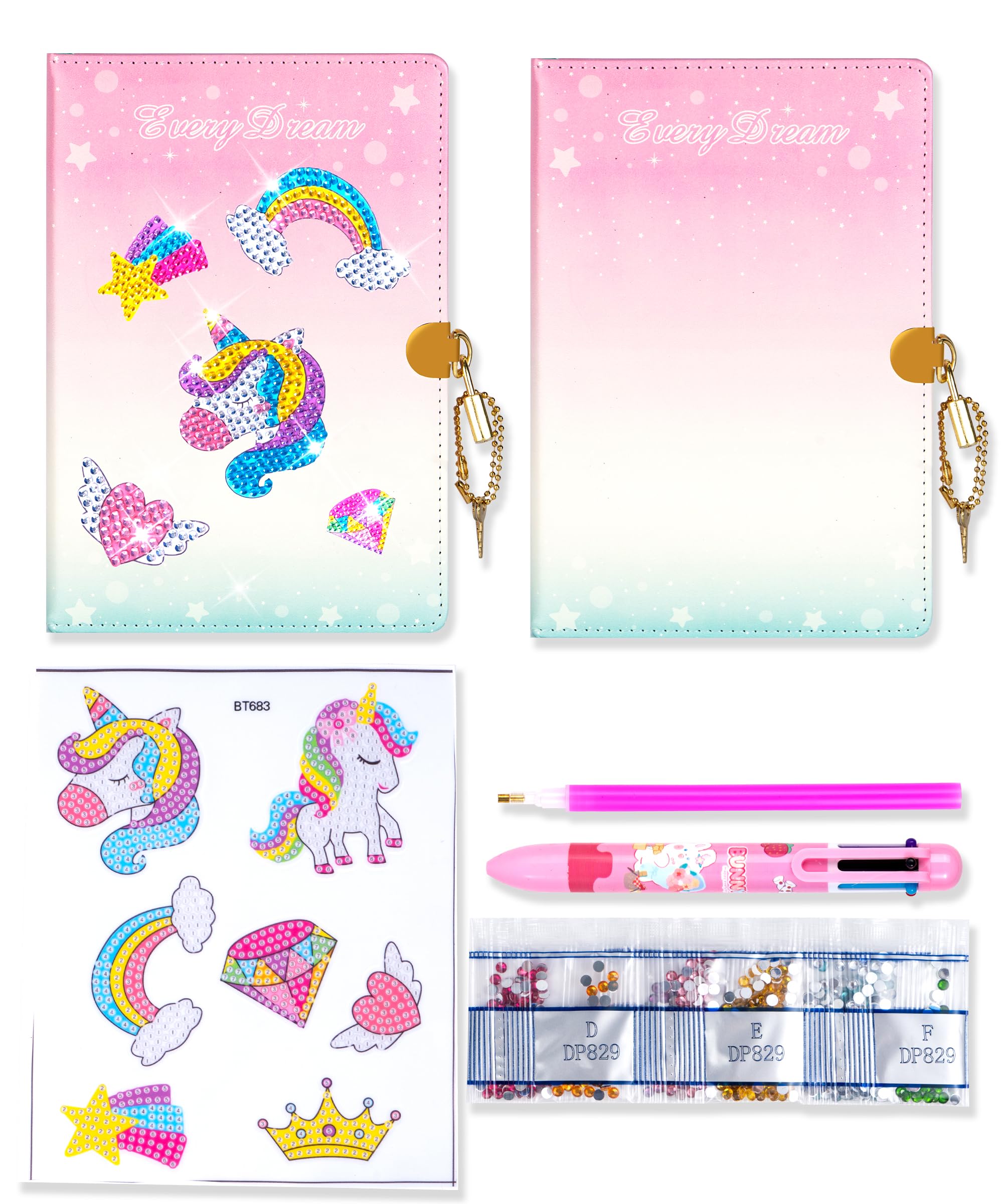 Decorate Your Own Unicorn Theme Diary Journal Kits for Girls - 5 6 7 8 Year Old Girl Gifts, Girl Birthday Gift, Arts and Crafts for Kids Ages 6-8 Girls Diary for School Girls Christmas Gifts