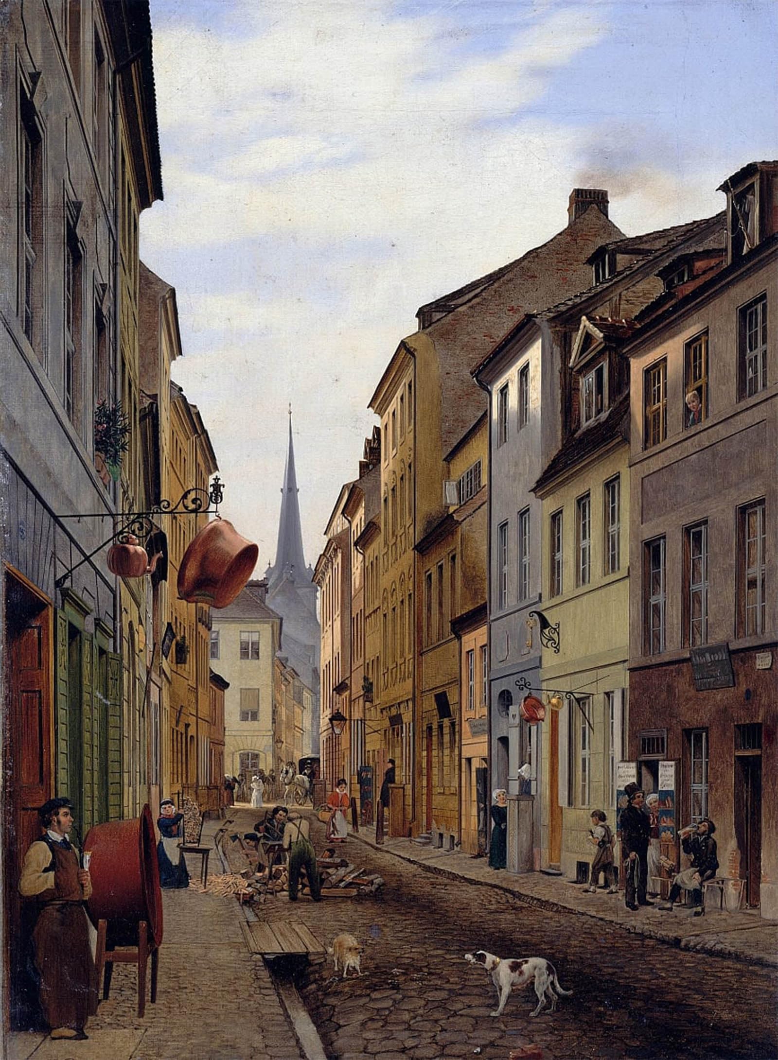 SERENDIPITP Vintage Picture Print on Canvas Wall Art Poster Die Parochialstraße by Eduard Gaertner Artwork Print Poster for Wall Decor 60x90cm