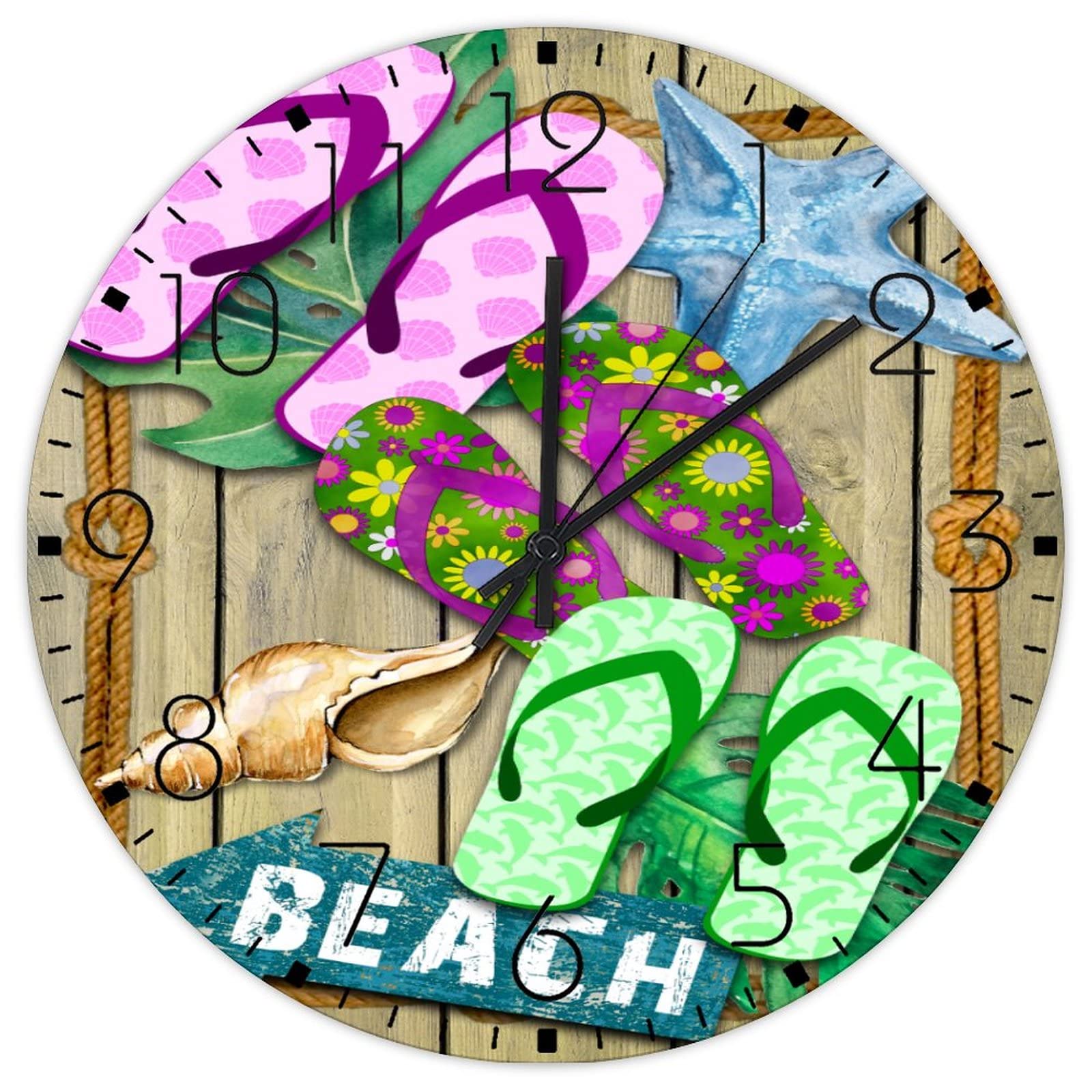 Horloge murale analogique mécanisme silencieux sans tic-tac en bois rond 38,1 cm