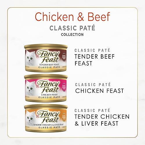 Miniatura 53 de Purina Fancy Feast Classic Pate Ocean Whitefish and Tuna Feast - Paté clásico de comida húmeda para gatos sin granos, (24) latas de 3 onzas