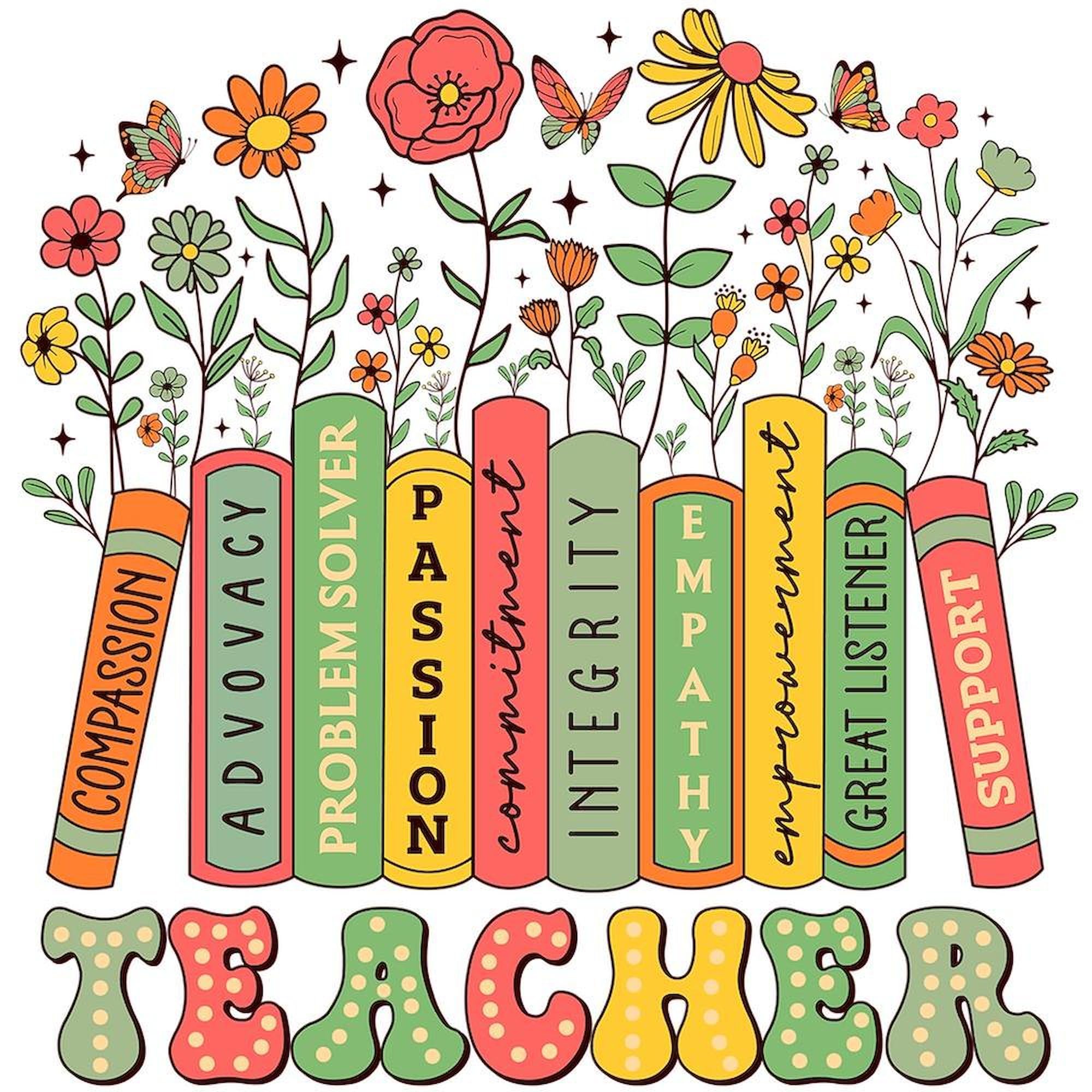 CafePress Cottagecore Floral Teacher Traits Books Botanical Queen Duvet Cover, Printed Comforter Cover, Unique Bedding