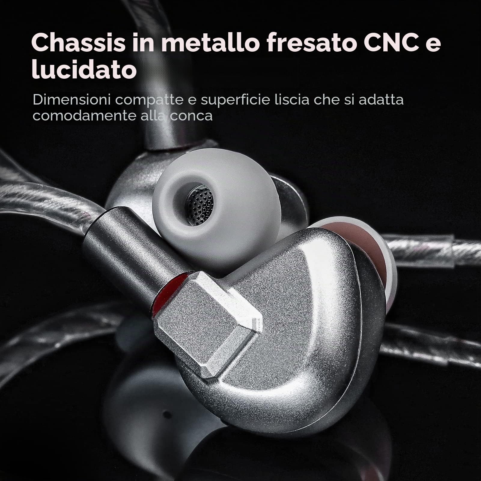 Letshuoer - Auricolari in-ear S12 con driver magnetico planare da 14,8 mm, cablati, Hi-Fi, per smartphone/PC/tablet (connettore da 4,4 mm, argento)