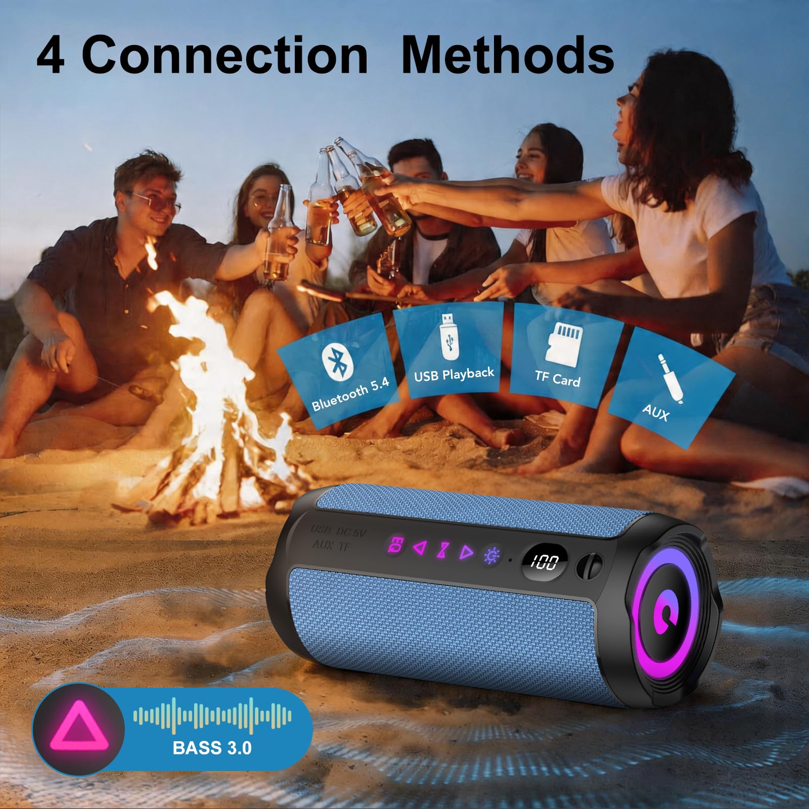 Cassa Bluetooth Portatile Potente Altoparlante bluetooth 5.4 con, 30 Ore di Autonomia