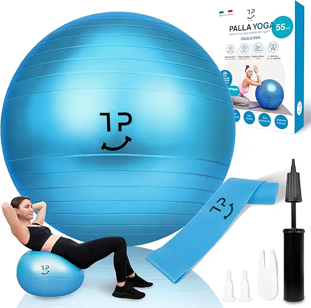 Palla Yoga Fitness 55cm con Fascia Elastica - Kit Pilates e Ginnastica