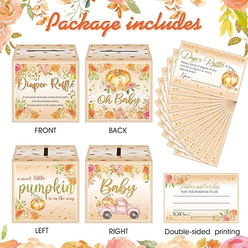 Miniatura 3 de Teling 51 boletos para rifas de pañales con caja de tarjetas, decoración de baby shower, caja de soporte para baby shower, para fiesta de rifas de