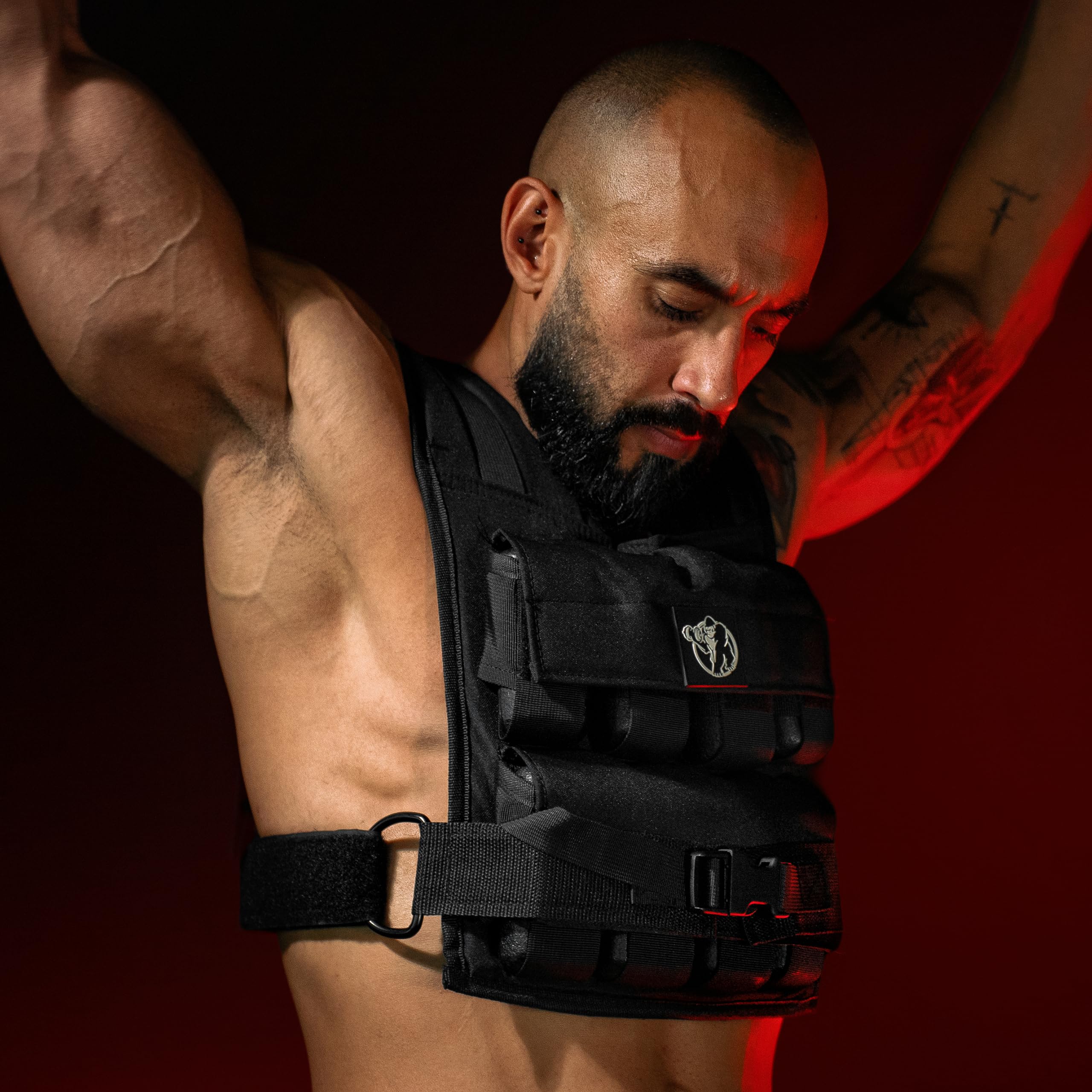 GORILLA SPORTS® Gewichtsweste - Verstellbar, 10/20/30 kg, Universalgröße, Eisen, TPE-Schaum, Nylon, Schwarz - Laufweste, Trainingsweste, Weighted Vest für Damen, Herren, Krafttraining