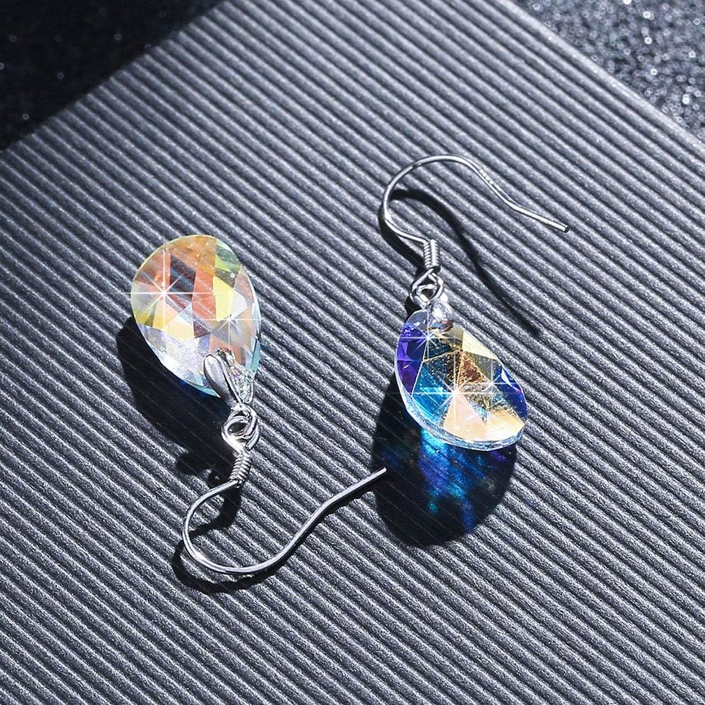 Teardrop Austrian Crystal Drop Dangle Earrings for Women 925 Sterling Silver Hook Hypoallergenic Jewelry - Image 3