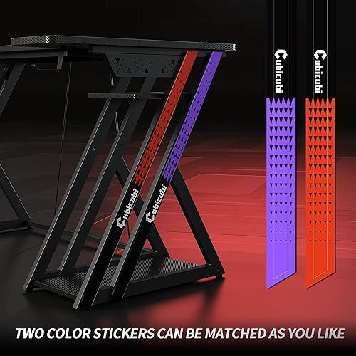 Miniatura 6 de CubiCubi Aurora - Escritorio para juegos con superficie de fibra de carbono, escritorio en forma de L de 40 pulgadas con estantes de almacenamiento,