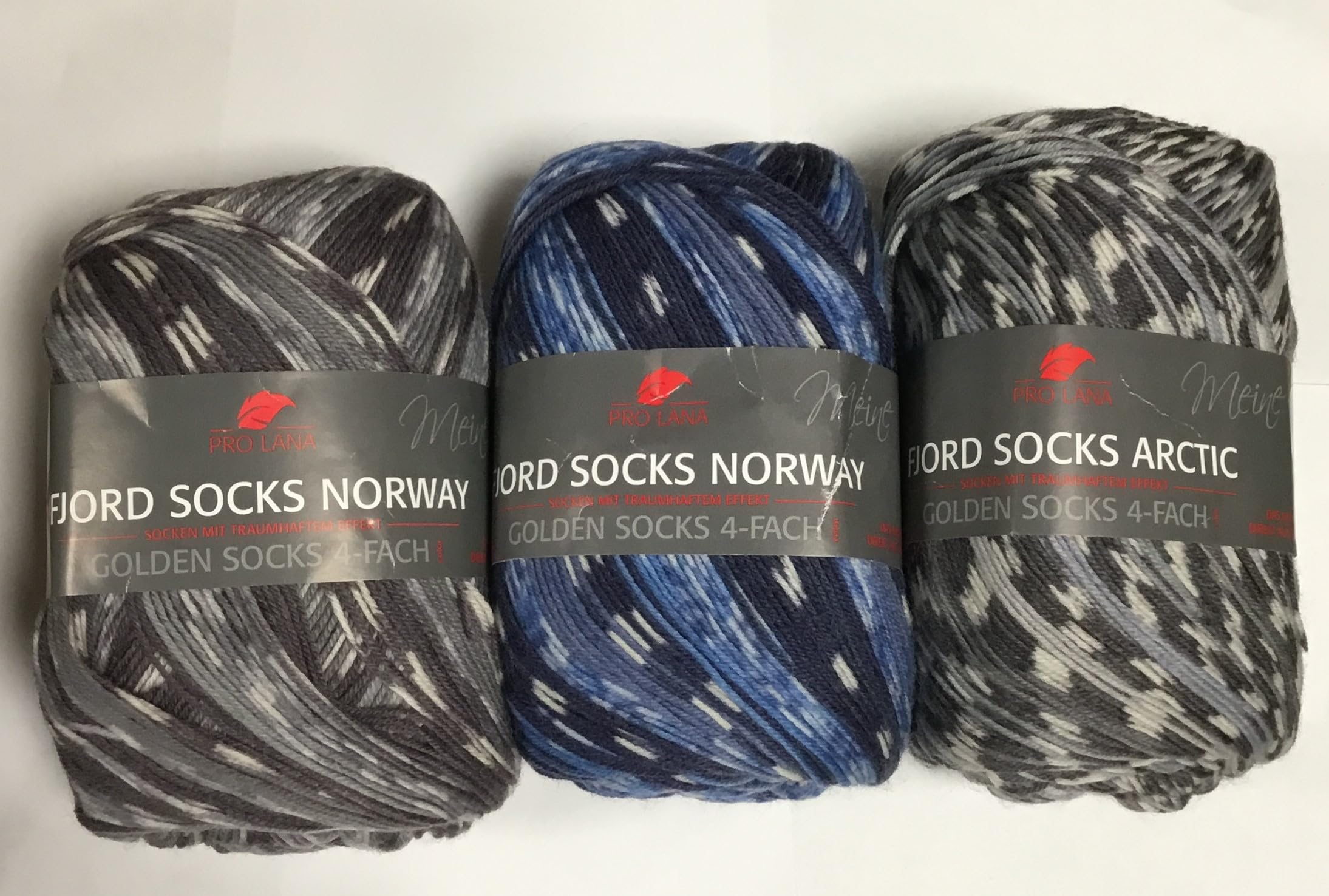 3x100g Sockenwolle 4-fädig Fjord Socks Norway/Arctic Set II 13,20€/St 75% Schurwolle/25% Polyamid Strickwolle Pro Lana