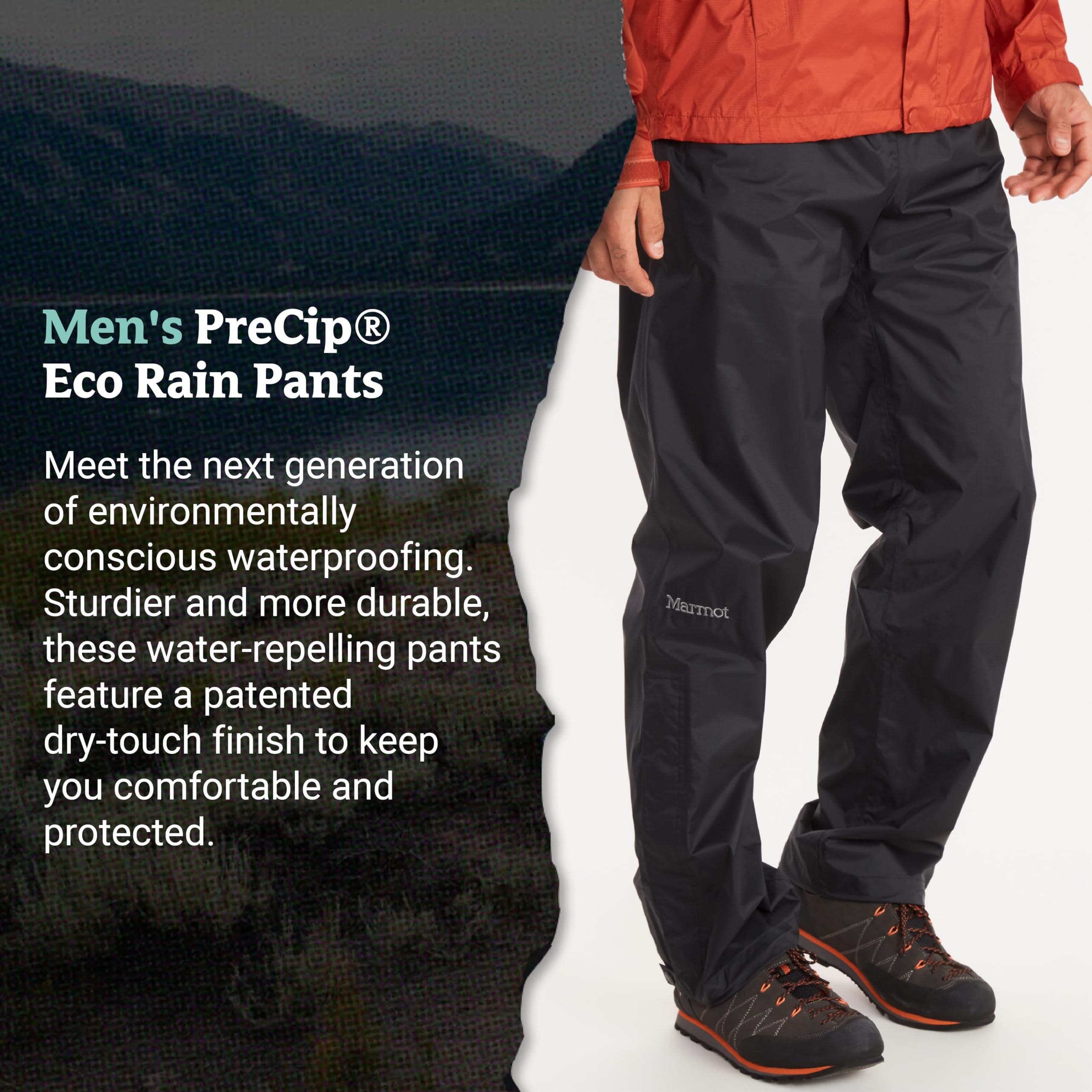 Marmot Precip Eco Pant Long - Pantalon de Pluie Hardshell, Pantalon imperméable à l'eau, Coupe-Vent, Respirant - PreCip Eco Pant Long - Homme