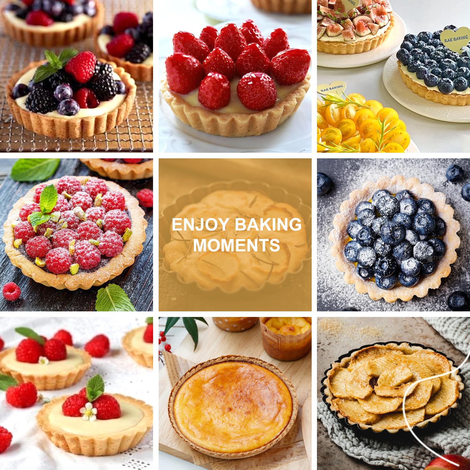 Stampo Per Crostata Con Fondo Amovibile - Teglia In Acciaio Al Carbonio Per Quiche E Tortine, 10x7.2-8cm