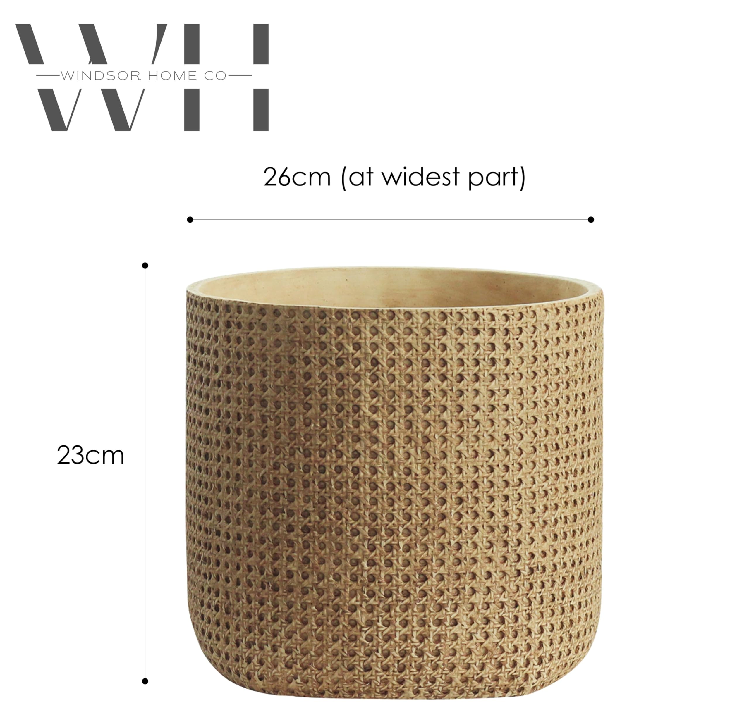 Windor Home Co - Maceta grande de cerámica para cemento, 26 cm de diámetro, maceta grande para interiores y exteriores