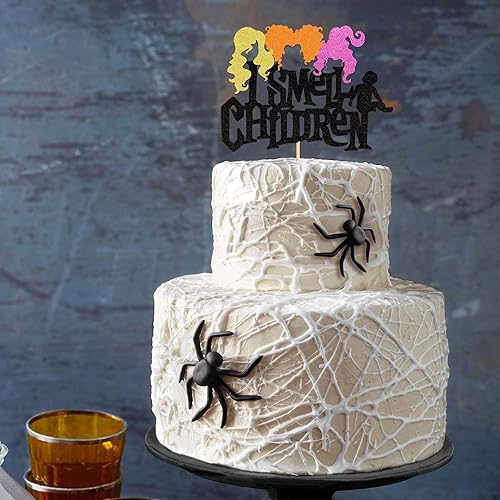 Miniatura 5 de Ercadio 1 paquete de adornos para tartas de niños con purpurina, hocus pocus, para Halloween, brujas, decoración de pastel de pelo para Halloween,
