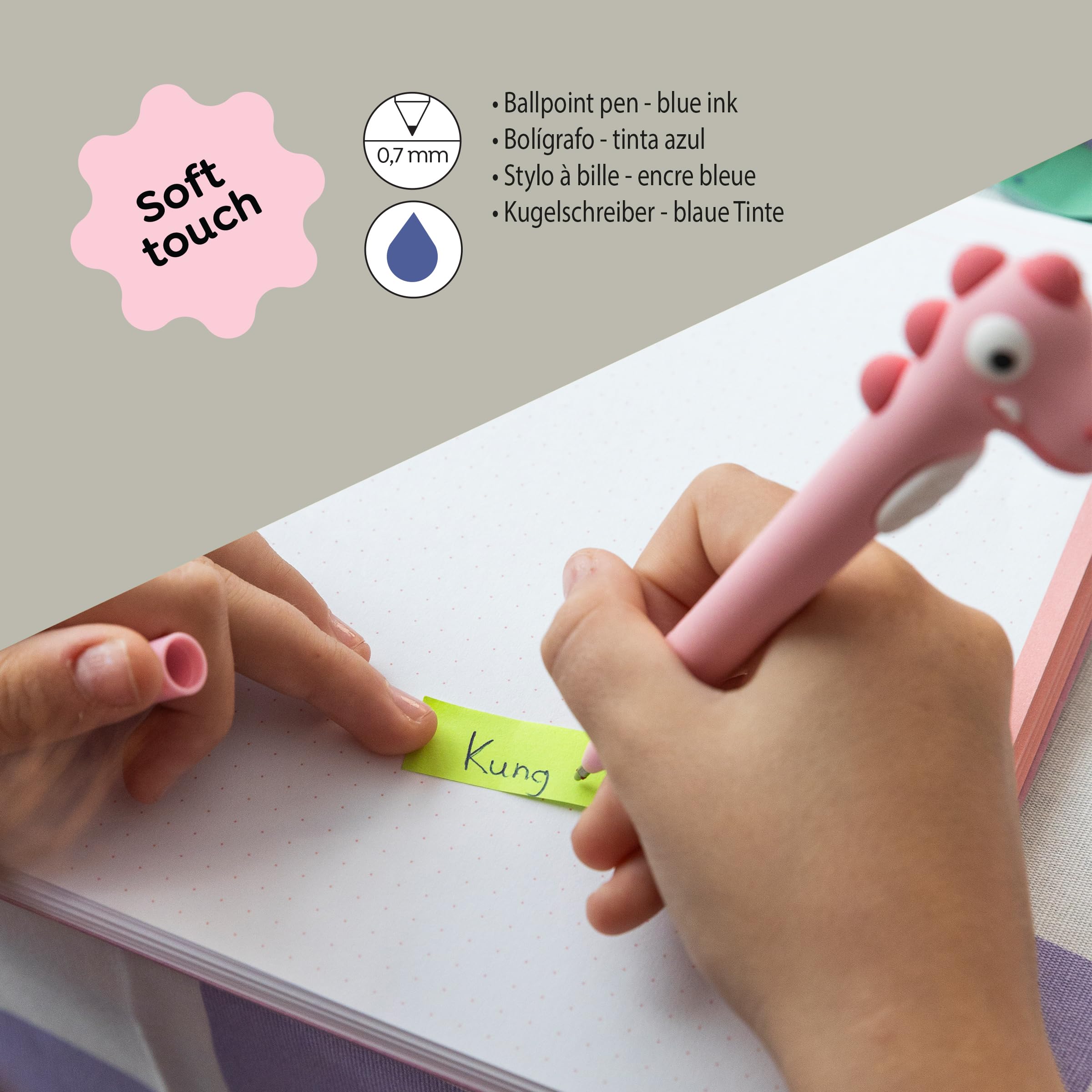 Back2Fun Kids Ballpoint Pen With Cap And Crocodile Pattern Blue Ink 0.7mm Soft Barrel Fun Stationery For Writing, Drawing Or Gifting, School Supplies Or For School Supplies