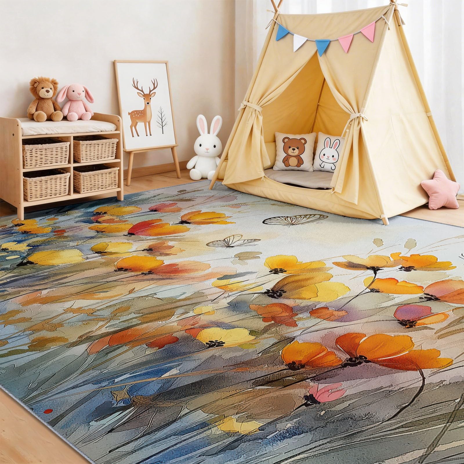 Generico Tappeto Lavabile in Lavatrice - 90 x 150 cm Tappeto Antiscivolo & Pelo Corto, Pratico e Facile da Pulire, Ideale per Soggiorno, Cucina e Aree ad Alto Traffico
