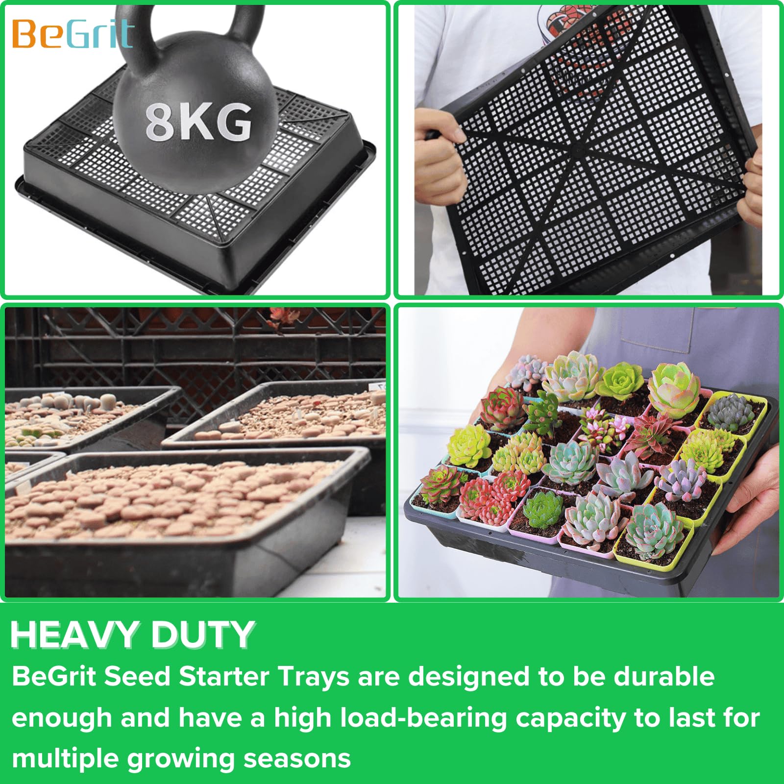 BeGrit Lot de 10 plateaux de démarrage en maille pour semis de jardin - 38,1 x 30,5 cm